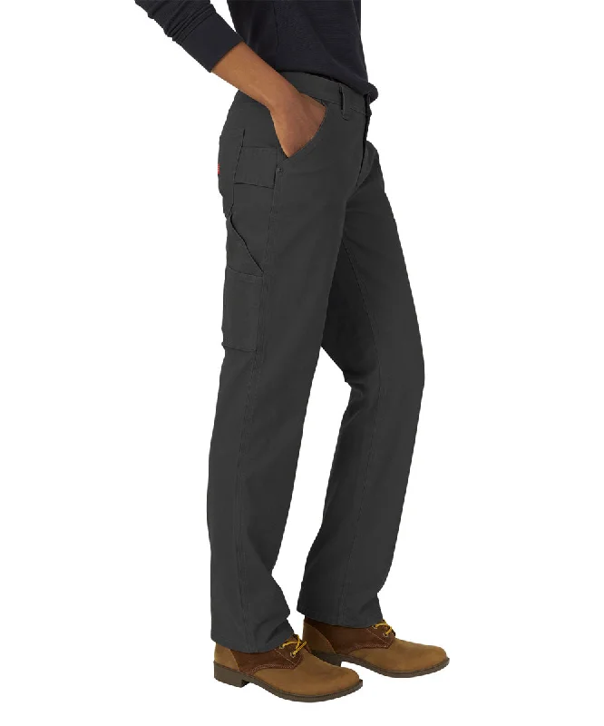 Dickies Women's Duck Carpenter Pants - Rinsed Black Duck Elegant High-Waist Pants