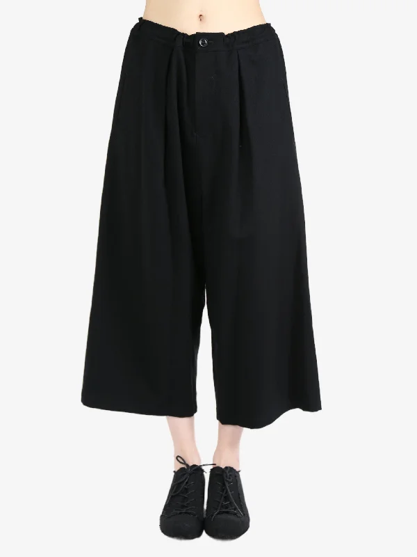 Y'S - Women Flannel Hand Stitched Front Tuck Wide Pants Stylish Casual Pants