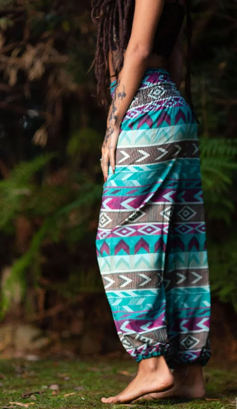 Yoga Savasana Pants - Aqua/Purple Trendy Work Pants