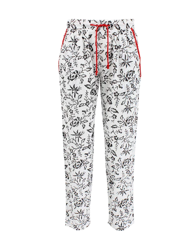 Floral Embroidered Dolly Pant Formal Linen Trousers