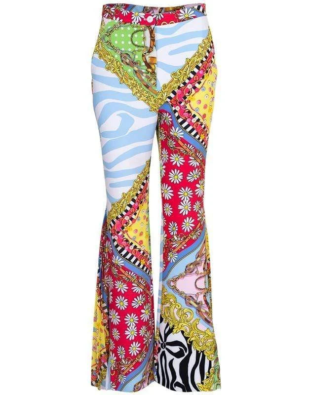 Fantasy Print Flared Pant Elegant Trouser Pants