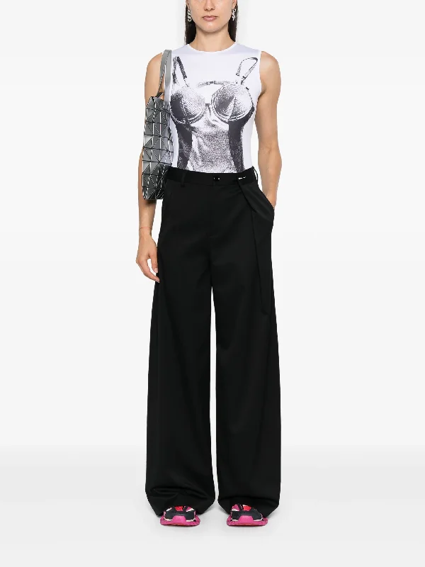 MM6 Maison Margiela - Women Basic Pants Trendy Wide-Legged Trousers
