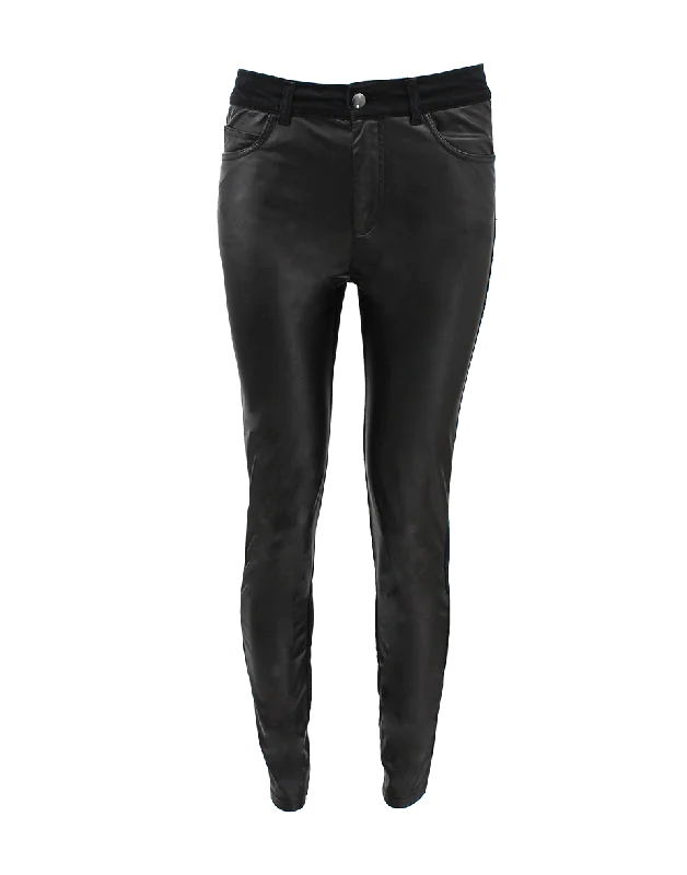 Stretch Denim and Leather Pant Stretch Fit Pants