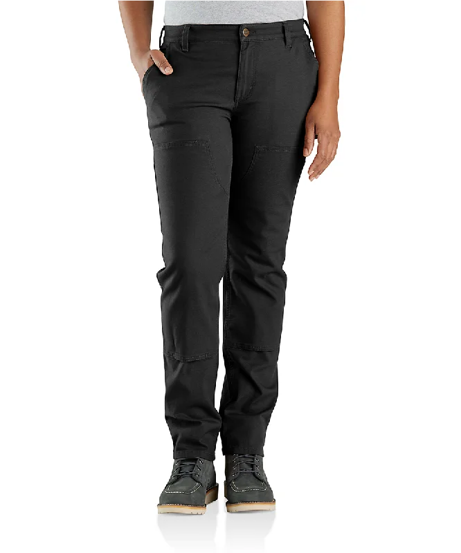 Carhartt Women's Relaxed Fit Double Front Canvas Work Pants - Black Modern Stretch Trousers