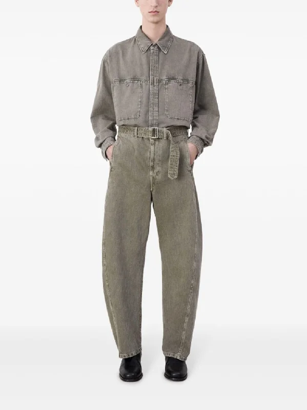 LEMAIRE - Women Twisted Belted Pants Formal Stretch Pants