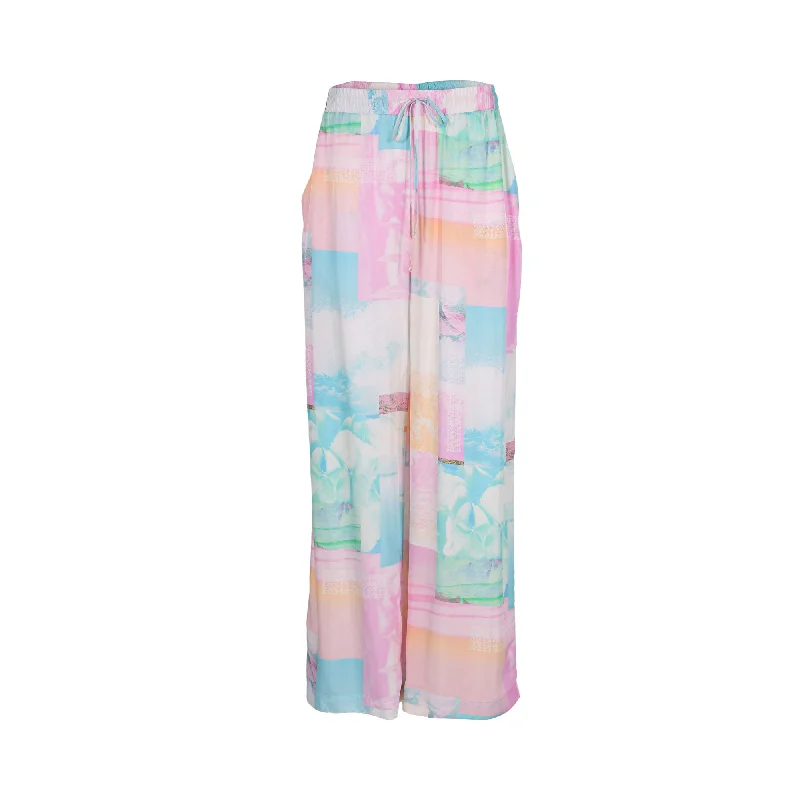 Ice Play Women's Stampa Fantasia Pant Formal Linen Trousers