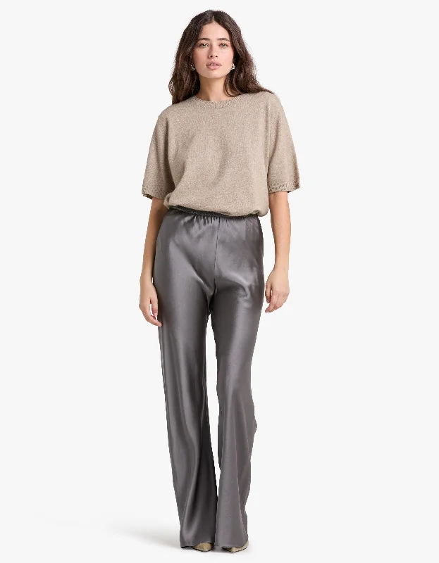 Bias Cut Pants - Grey Pearl Comfortable Fleece Pants