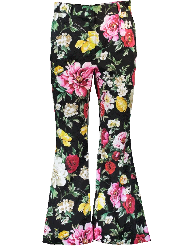 Cropped Floral Pant Stretch Fit Pants