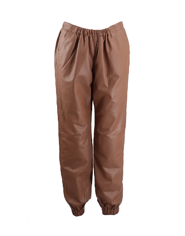 Elastic Waist Leather Jog Pant Stylish Slim Trousers