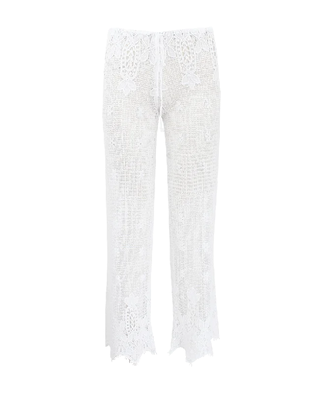 Cotton Crochet Pants Chic Wool Trousers