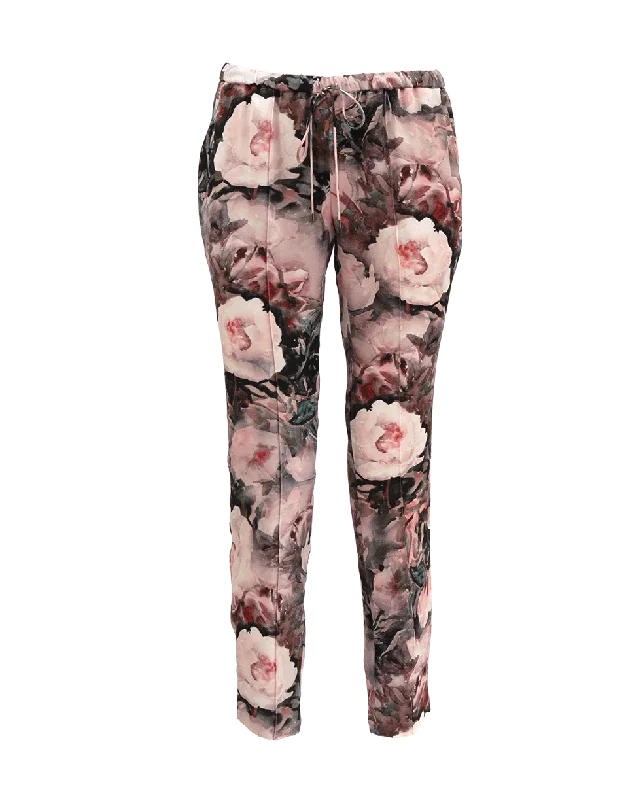 Floral Drawstring Track Pant Casual Skinny Fit Pants