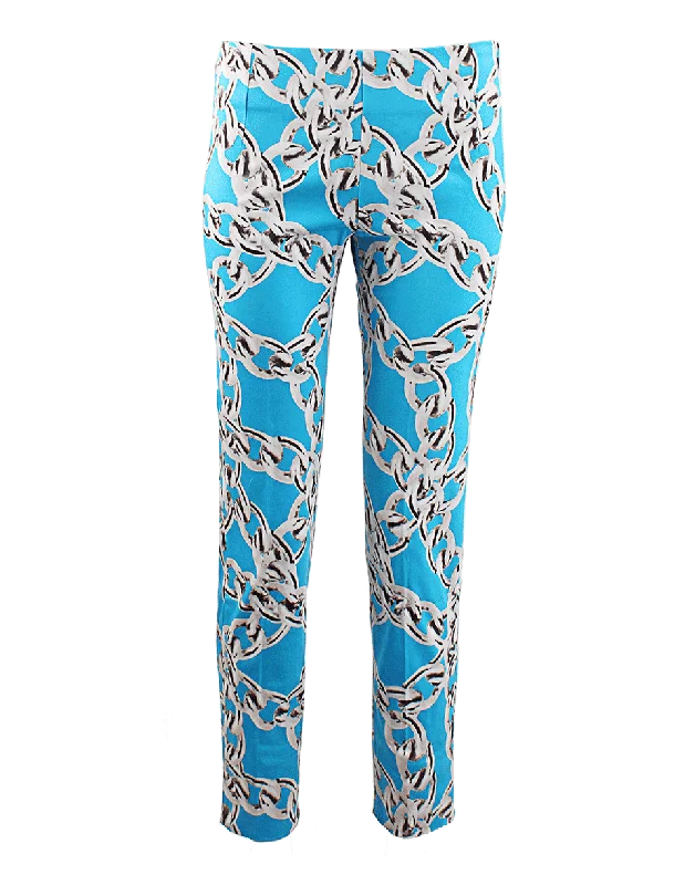 Side Zip Chain Link Print Pants High-Waist Jogger Pants