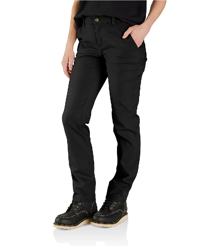 Carhartt Women's Relaxed Fit Canvas Work Pants - Black Casual Drawstring Pants