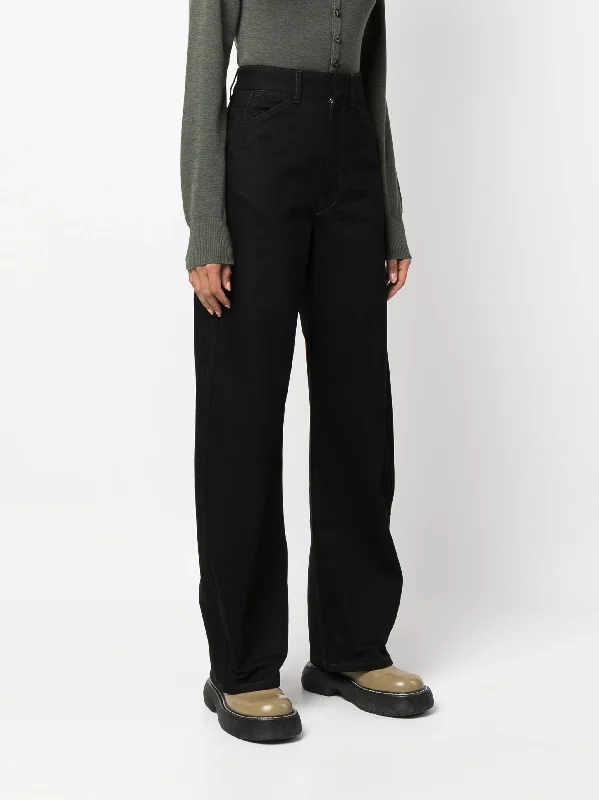 LEMAIRE - Women High Waisted Curved Pants Fashionable Tapered Leg Pants