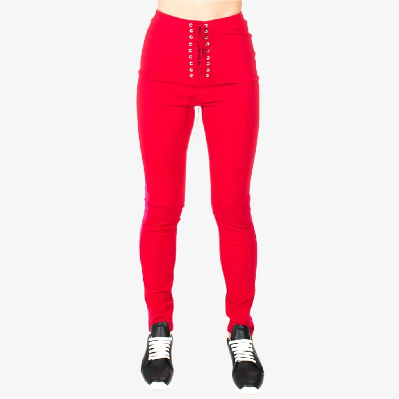 Womens Lace Up Skinny Track Pants Formal Stretch Pants