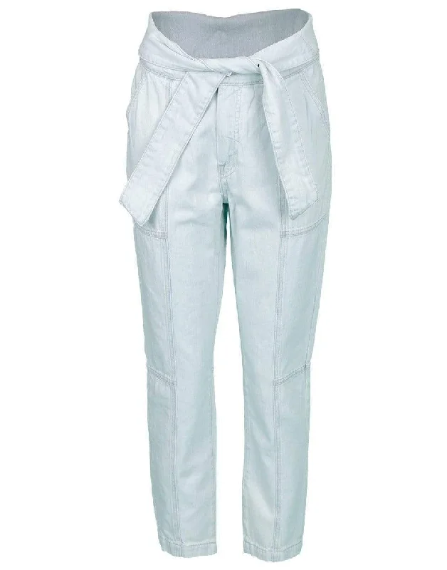 Henley Tie Waist Denim Pant Slim-Fit Leggings