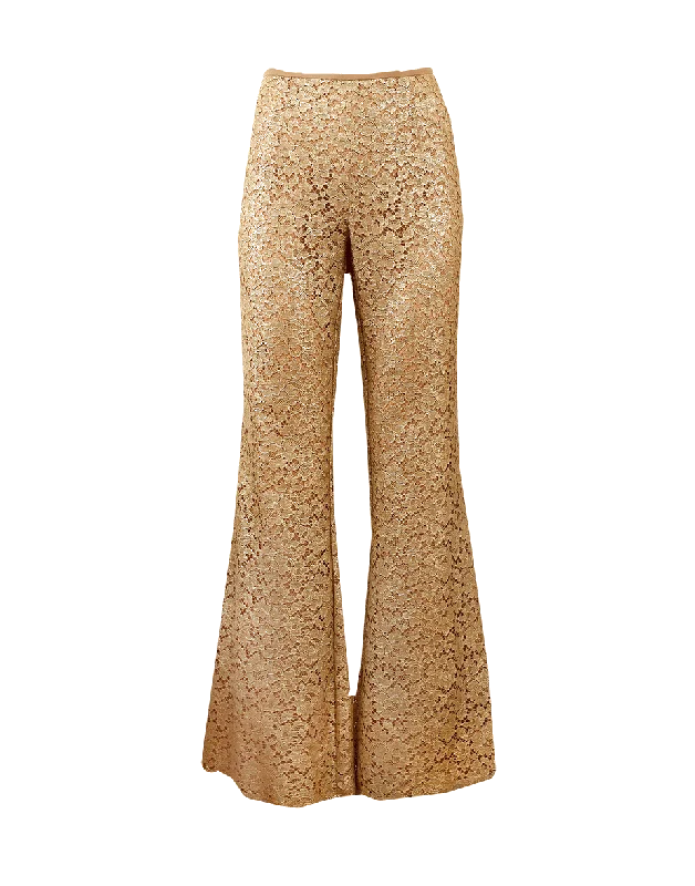 Flare Lace Pant Comfortable Pleated Pants