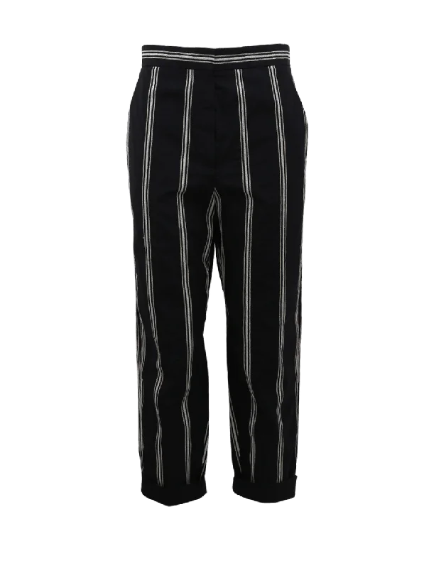 Crinkle Micro Striped Pant Fashionable Button-Up Pants