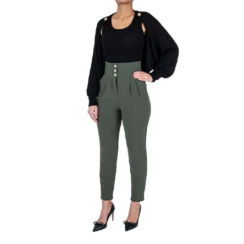 Simona Corsellini Women's Green Pants Elegant Palazzo Trousers