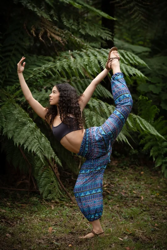 Yoga Savasana Pants - Blue/Purple Comfortable Pleated Pants