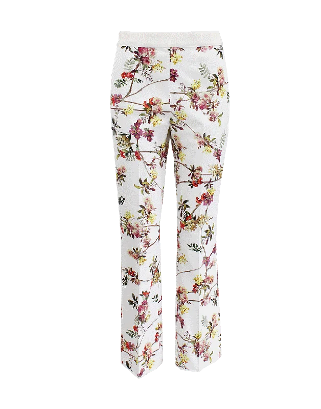 High Waist Floral Pant Comfortable Pleated Pants