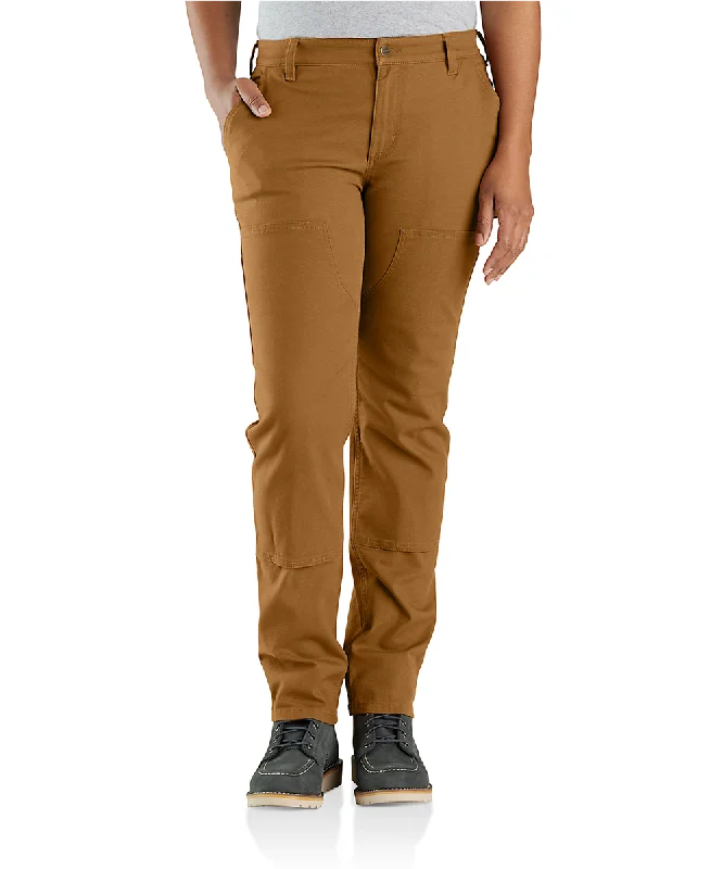 Carhartt Women's Relaxed Fit Double Front Canvas Work Pants - Carhartt Brown Classic Straight Pants