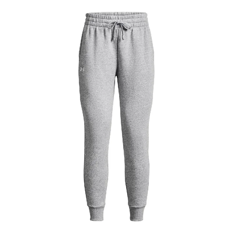 Under Armour Rival Fleece Jogger Pants - Womens - Mod Grey Light Heather/White Cozy Lounge Pants