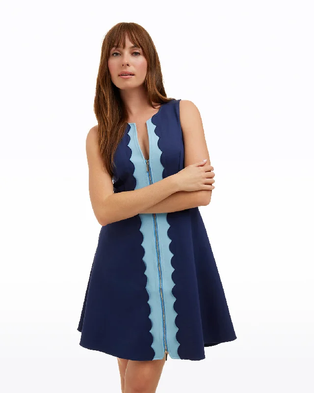 Sleeveless Mae Love Circle Dress in Two Tones Blue