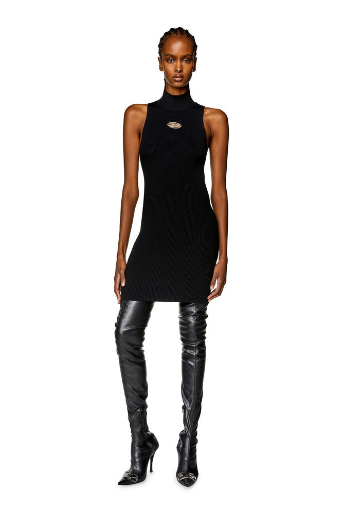 Short turtleneck dress in ribbed knit