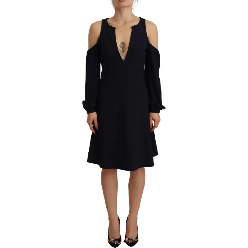 Twinset Chic Black Open Shoulder A-Line Dress