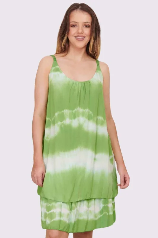 Tie Dye Print Flared Viscose Dress