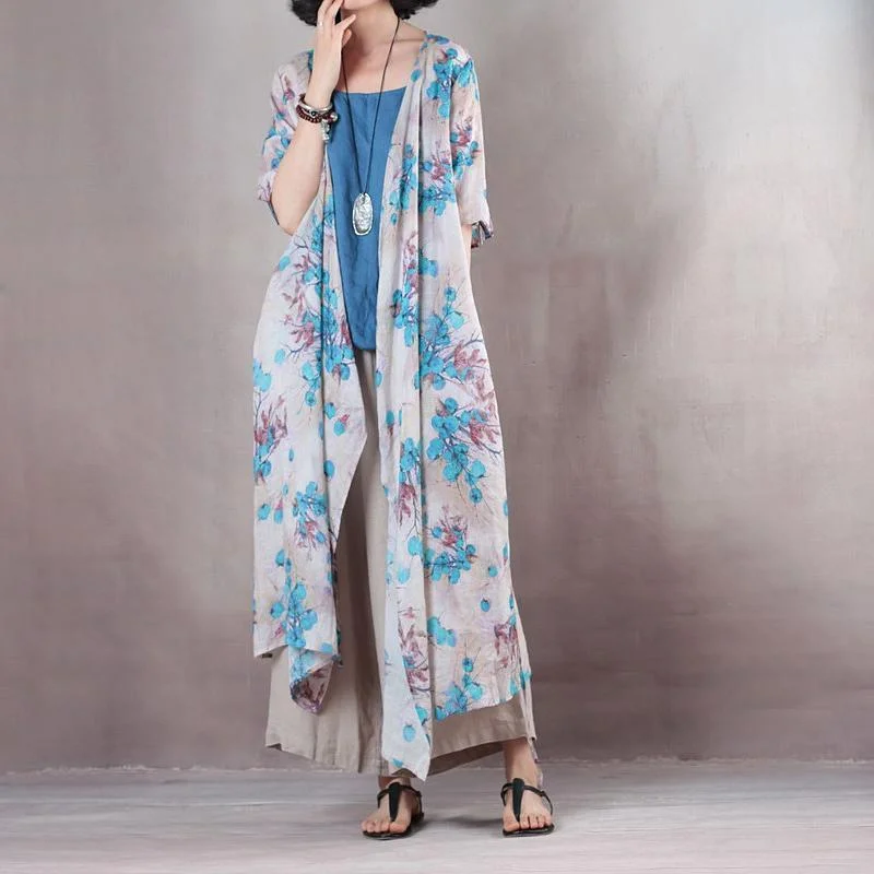 vintage blue floral long linen dresses plus size v neck linen gown vintage half sleeve tie waist kaftans vintage blue floral long linen dresses plus size v neck linen gown vintage half sleeve tie waist kaftans
