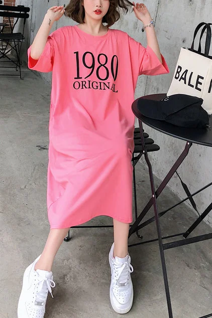 Handmade o neck Half sleeve cotton clothes For Women 2025 Outfits rose print long Dress Summer