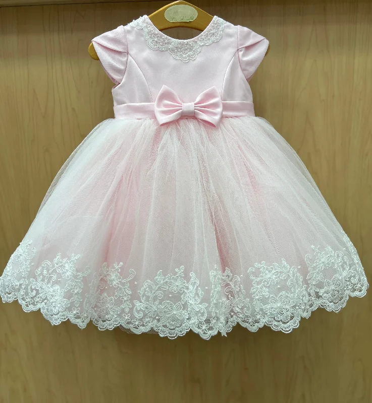 1st Birthday pink with ivory lace Dress by Sarah Louise 0701400
