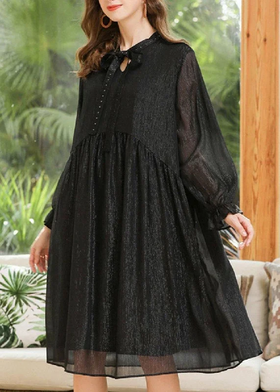 Boutique Black Chiffon Rivet Summer Long Dresses