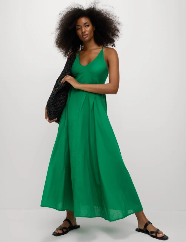 Pure Cotton Strappy V-Neck Midaxi Beach Dress