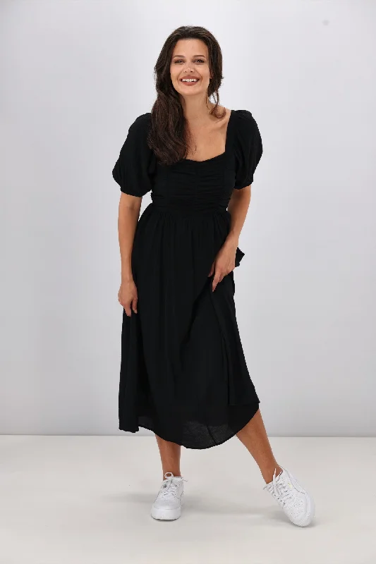 Shine On Label Sharni Draped Bodice Dress Black
