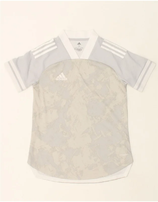 ADIDAS Womens Aeroready T-Shirt Top UK 8/10 Small Grey Tie Dye Polyester Graphic Embroidered Appliqued ADIDAS Womens Aeroready T-Shirt Top UK 8/10 Small Grey Tie Dye Polyester Graphic Embroidered Appliqued