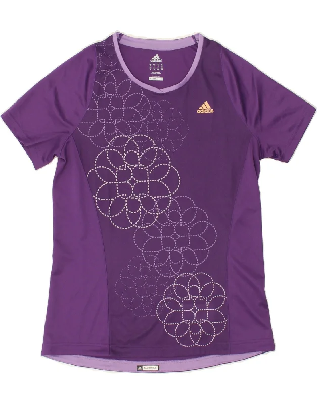 ADIDAS Womens Climacool Graphic T-Shirt Top UK 14 Medium Purple Polyester Asymmetrical Pockets Print ADIDAS Womens Climacool Graphic T-Shirt Top UK 14 Medium Purple Polyester Asymmetrical Pockets Print