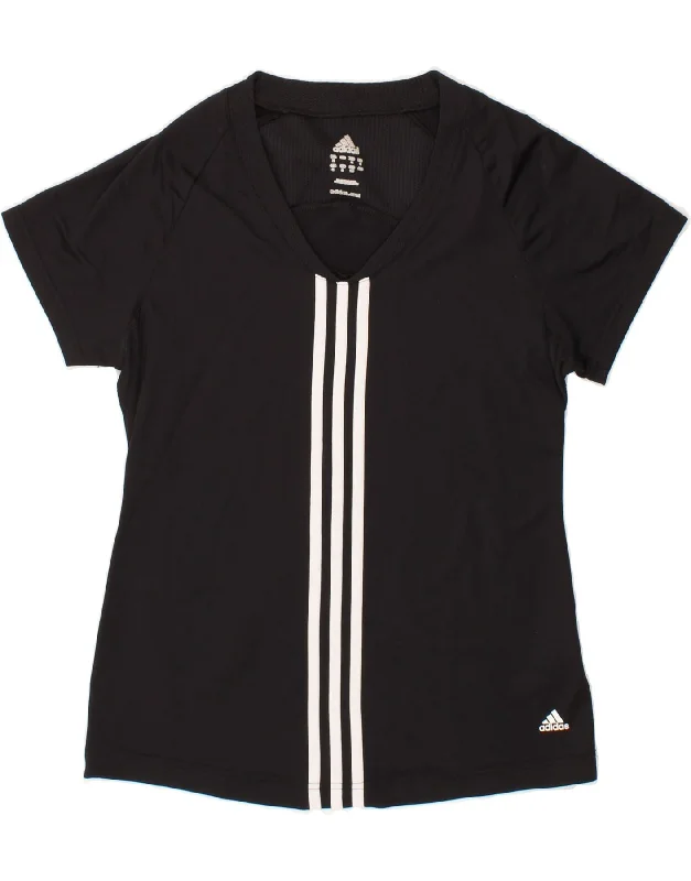 ADIDAS Womens Climacool T-Shirt Top UK 10 Small Black Polyester Mesh Canvas Denim