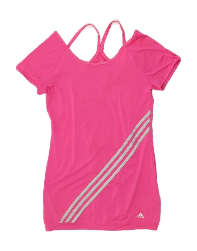 ADIDAS Womens Climacool T-Shirt Top UK 10 Small Pink Polyester Knit Fabric Woven Fabric Fleece Fabric ADIDAS Womens Climacool T-Shirt Top UK 10 Small Pink Polyester Knit Fabric Woven Fabric Fleece Fabric