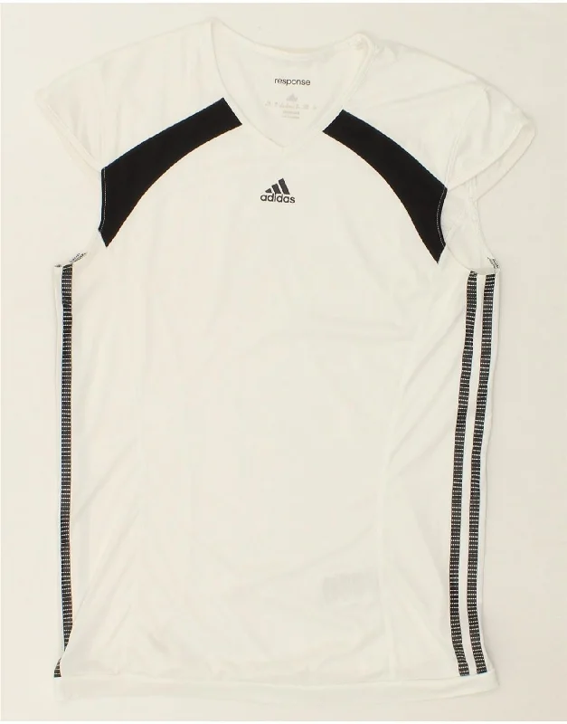 ADIDAS Womens Climacool T-Shirt Top UK 12/14 Medium White Colourblock Zippered Buttoned Snapped ADIDAS Womens Climacool T-Shirt Top UK 12/14 Medium White Colourblock Zippered Buttoned Snapped