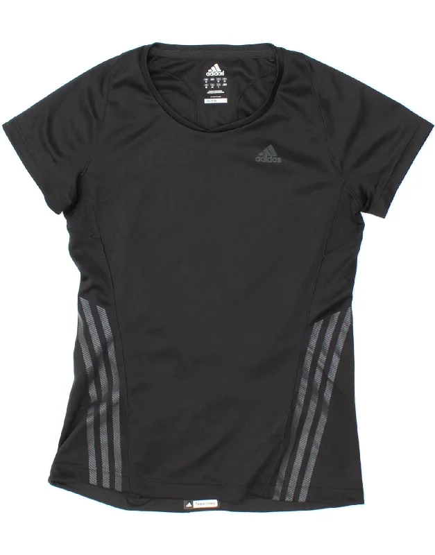 ADIDAS Womens Climacool T-Shirt Top UK 12 Medium Black Polyester Mesh Blend Leather Blend Suede Blend ADIDAS Womens Climacool T-Shirt Top UK 12 Medium Black Polyester Mesh Blend Leather Blend Suede Blend