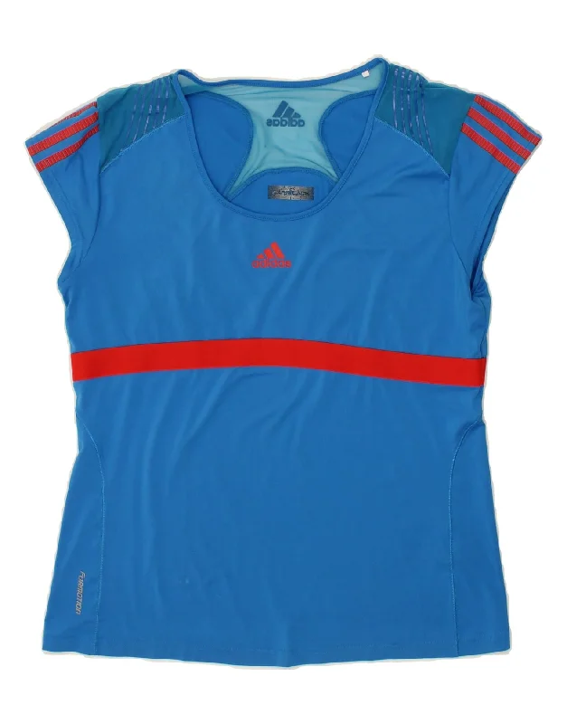 ADIDAS Womens Climacool T-Shirt Top UK 16/18 Large Blue Colourblock Welt Pockets Slit Pockets ADIDAS Womens Climacool T-Shirt Top UK 16/18 Large Blue Colourblock Welt Pockets Slit Pockets