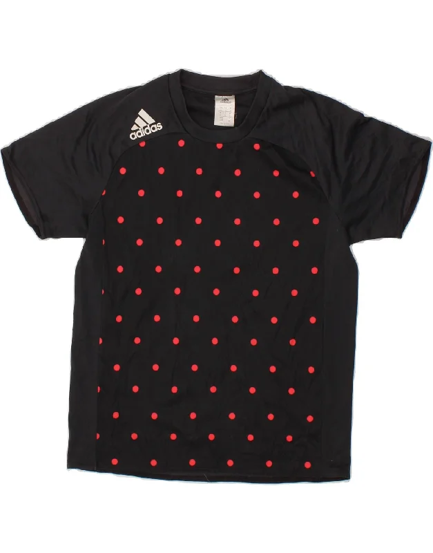 ADIDAS Womens Climalite Graphic T-Shirt Top UK 10 Small Black Polka Dot Oversized T-Shirt Spandex breathable ADIDAS Womens Climalite Graphic T-Shirt Top UK 10 Small Black Polka Dot Oversized T-Shirt Spandex breathable