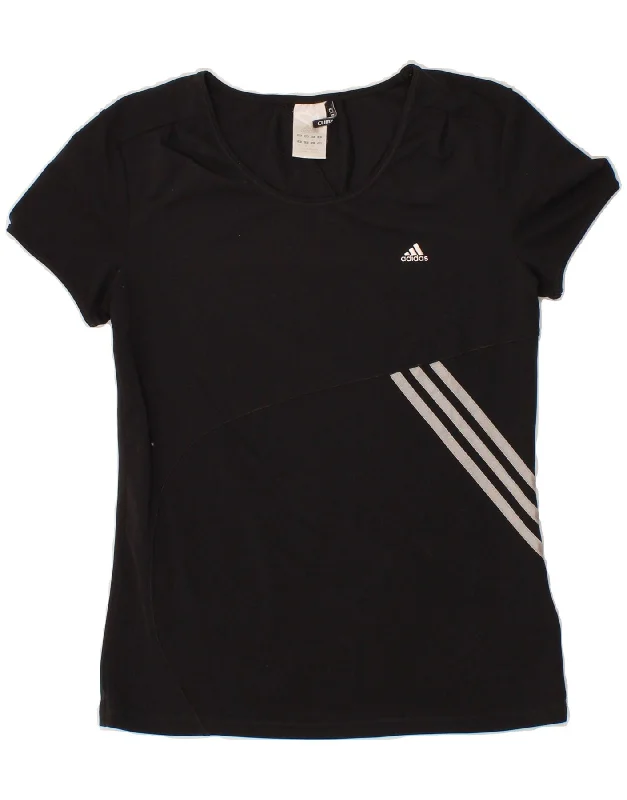 ADIDAS Womens Climalite Graphic T-Shirt Top UK 16 Large Black Polyester Notch Collar Peter Pan Collar Cowl Neck ADIDAS Womens Climalite Graphic T-Shirt Top UK 16 Large Black Polyester Notch Collar Peter Pan Collar Cowl Neck