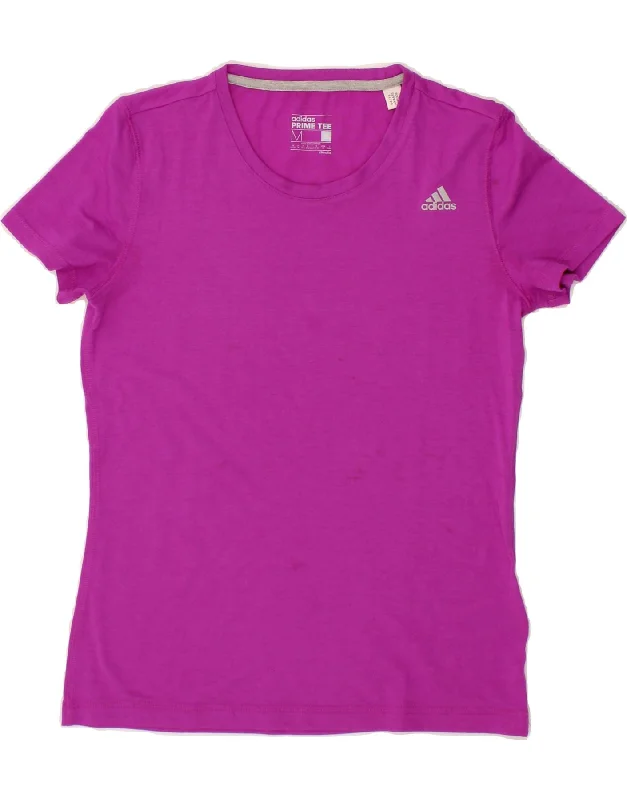 ADIDAS Womens Climalite T-Shirt Top UK 12 Medium Pink Polyester Ribbed Striped Patterned ADIDAS Womens Climalite T-Shirt Top UK 12 Medium Pink Polyester Ribbed Striped Patterned