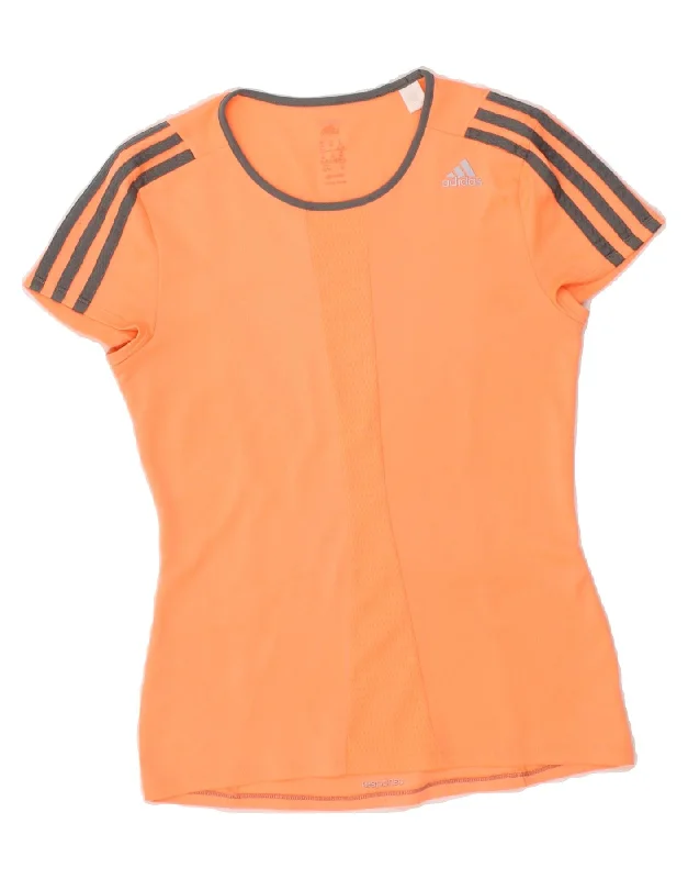ADIDAS Womens Climalite T-Shirt Top UK 4/6 XS Orange Real Fur Shearling Chenille