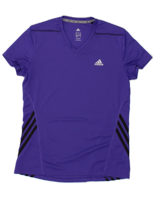 ADIDAS Womens Climalite T-Shirt Top UK 8/10 Small Blue Colourblock Solid Print Embellished ADIDAS Womens Climalite T-Shirt Top UK 8/10 Small Blue Colourblock Solid Print Embellished