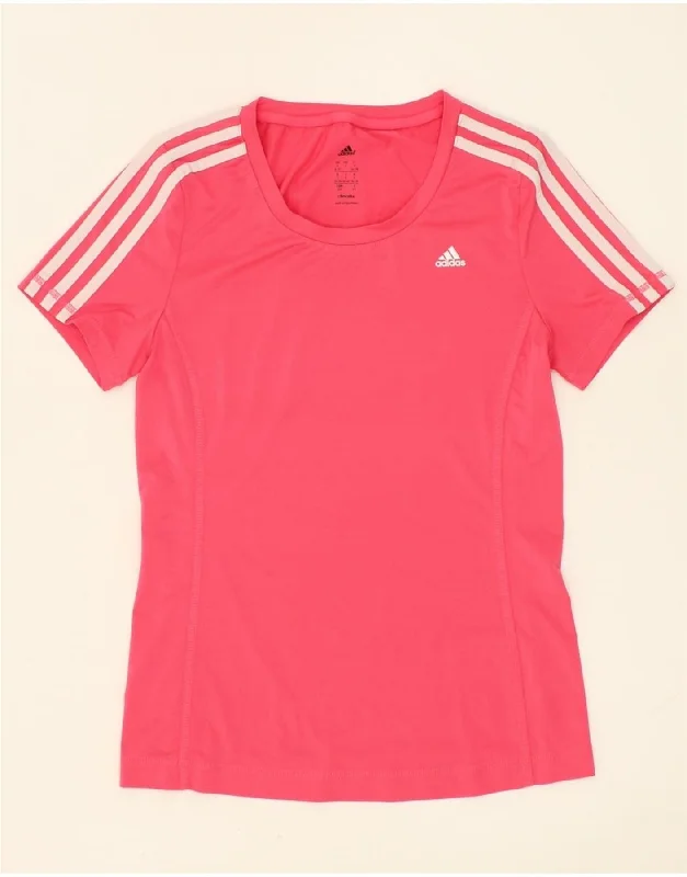 ADIDAS Womens Climalite T-Shirt Top UK 8/10 Small Pink Polyester Polka Dot Checkered Tartan ADIDAS Womens Climalite T-Shirt Top UK 8/10 Small Pink Polyester Polka Dot Checkered Tartan